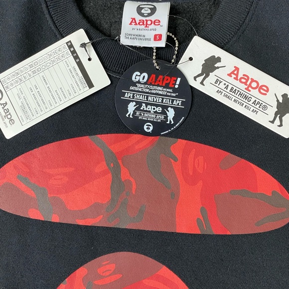 AAPE BY A BATHING APE Black Printed Men’s Crewneck Sweatshirt Men’s Size Small - Picture 2 of 16